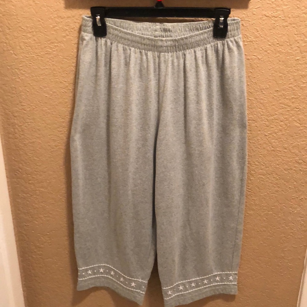 C.D. Petites sage green capris. Embroidery White stars on ankle. Excellent shape
